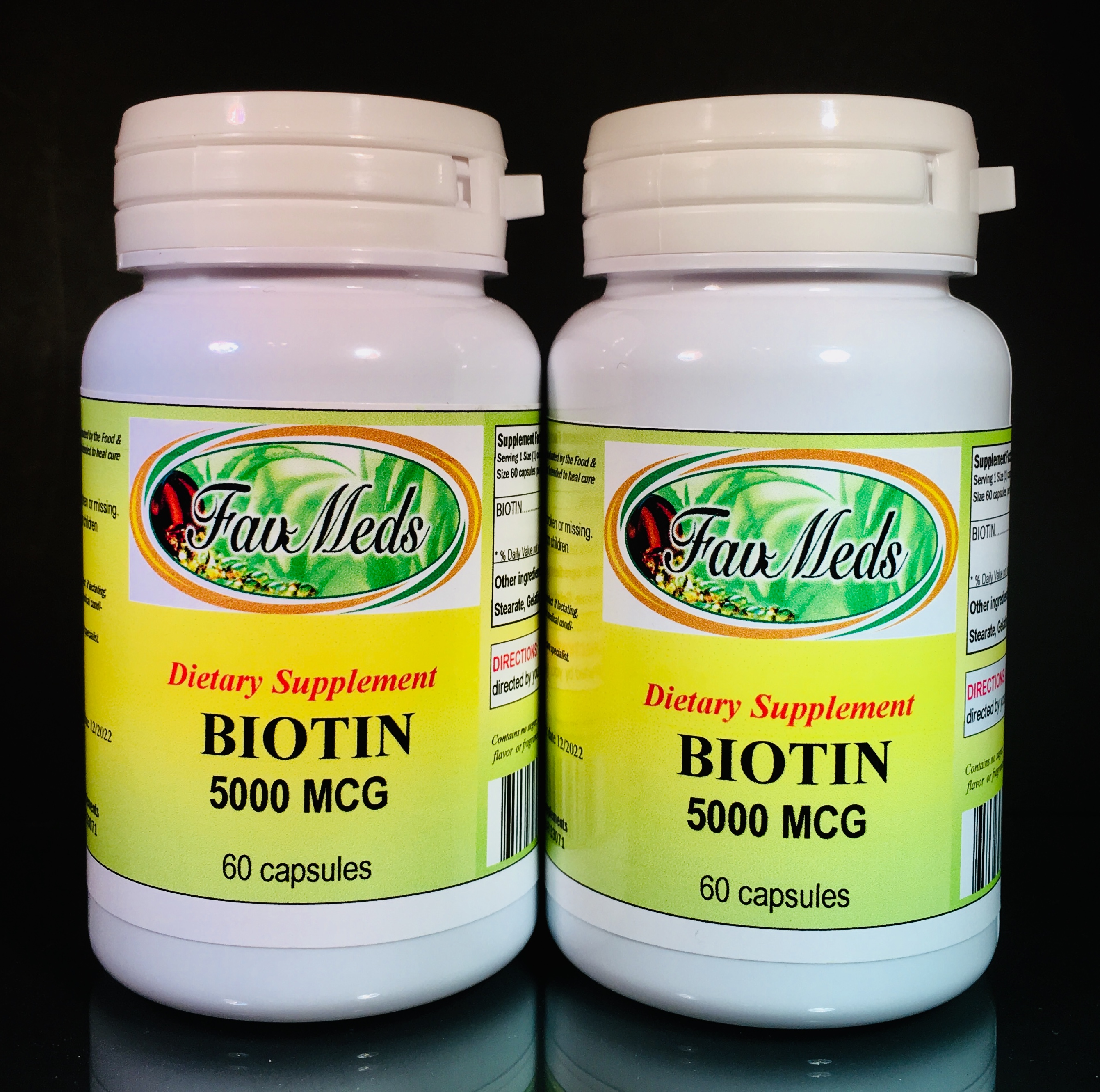 Biotin 5000 mcg, Vitamin H - 120 (2x60) capsules